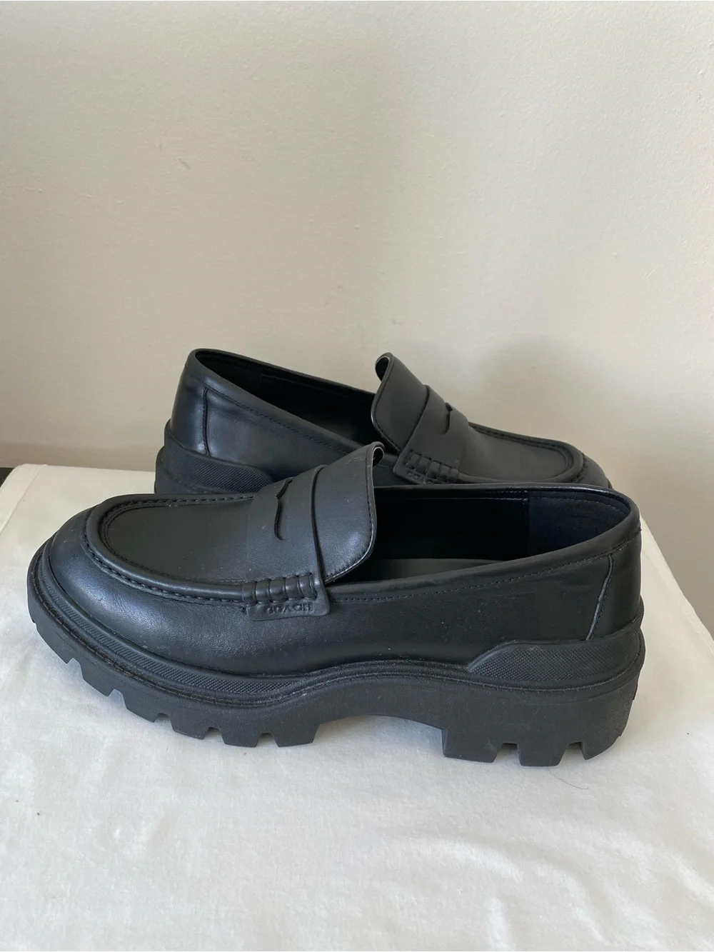 Coach Black Leather Platform Loafer Like new, worn once 9.5 mens